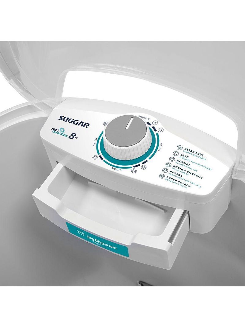 Tanquinho Suggar Neo Turbilhão 8Kg Branco 127V LE8001BR
