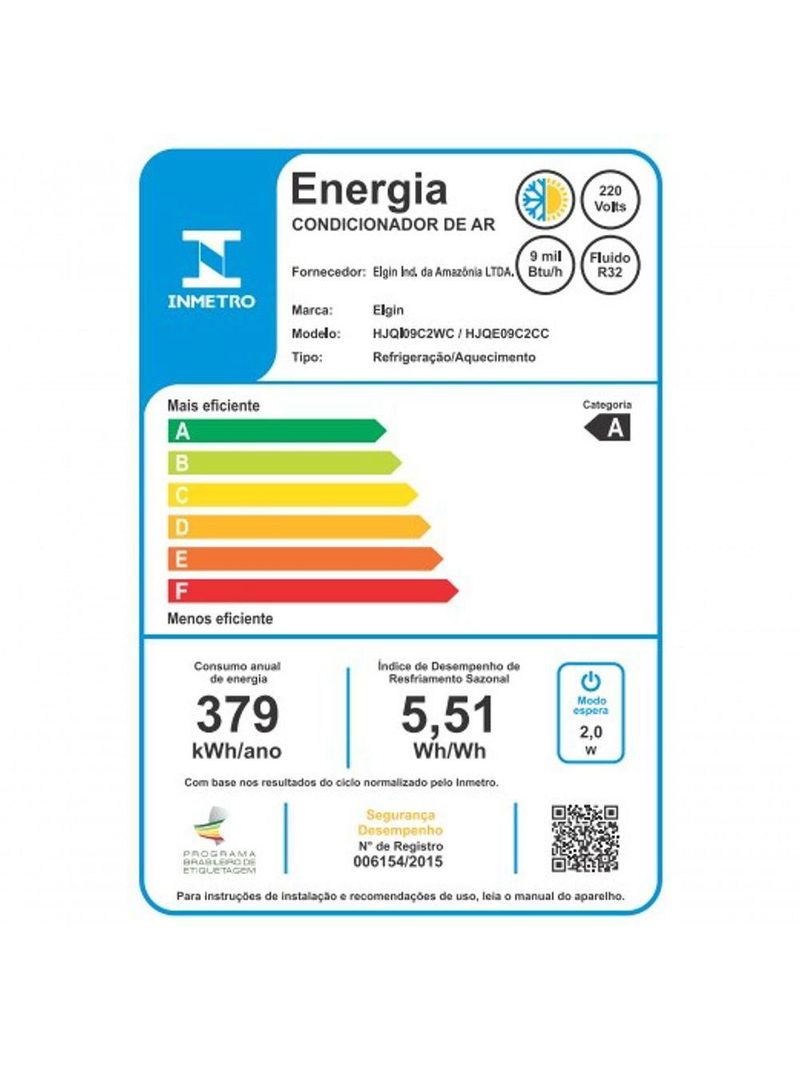 Ar Condicionado Split Elgin Eco Inverter II WiFi 9000 BTUs Quente e Frio 220V
