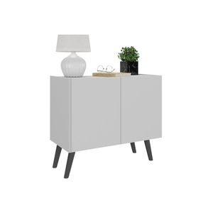 Mesa De Cabeceira Retrô 2 Portas Multimóveis Mp4133 Branca/preta Branco/preto