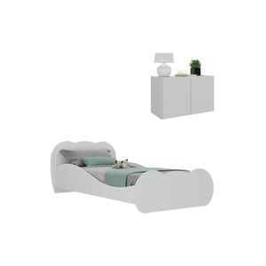 Cama Solteiro Com Mesa De Cabeceira 2 Portas Multimóveis Mp4175 Branca Branco