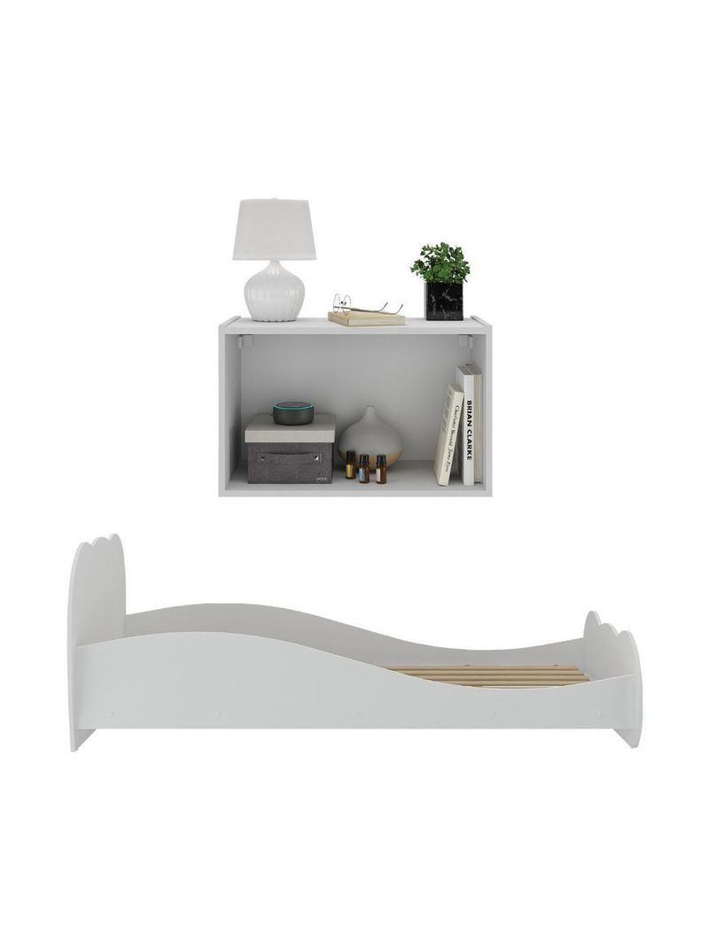Cama Solteiro Com Mesa De Cabeceira 2 Portas Multimóveis Mp4175 Branca Branco