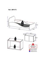 Cama Solteiro Com Mesa De Cabeceira 2 Portas Multimóveis Mp4175 Branca Branco