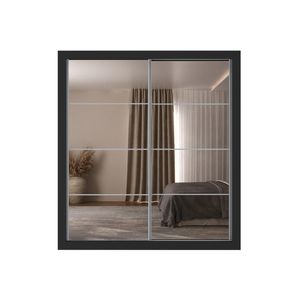 Guarda-roupas Casal Com Espelho 2 Portas De Correr 4 Gavetas Malibu Multimóveis Mp4273 Preto Preto