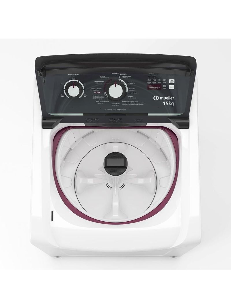 Máquina De Lavar Mueller 15kg Automática Com Ultracentrifugação E Ciclo Rápido Branca MLA15 220V