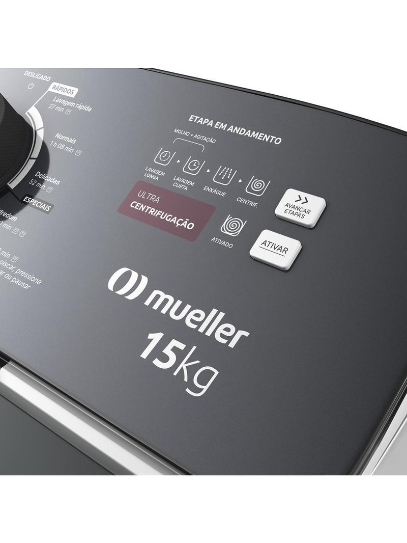 Máquina De Lavar Mueller 15kg Automática Com Ultracentrifugação E Ciclo Rápido Branca MLA15 220V