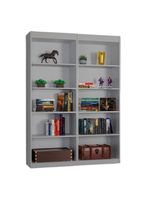 Kit 2 Estantes Livreiro Office Multiuso 8 Prateleiras Cinza