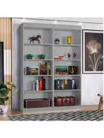 Kit 2 Estantes Livreiro Office Multiuso 8 Prateleiras Cinza