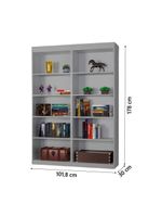 Kit 2 Estantes Livreiro Office Multiuso 8 Prateleiras Cinza