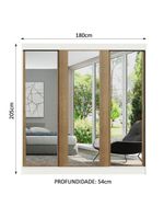 Guarda-roupa Casal Reno 3 Portas de Correr de Espelho Madesa