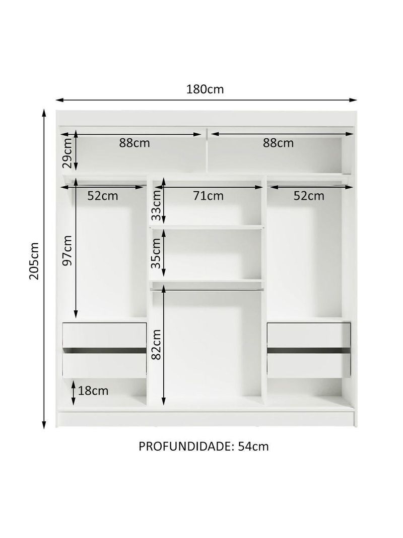 Guarda-roupa Casal Reno 3 Portas de Correr de Espelho Madesa