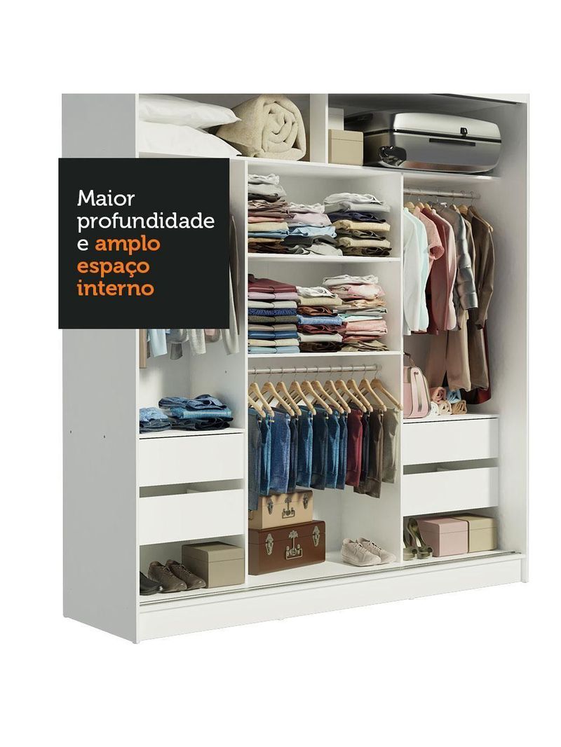 Guarda-roupa Casal Reno 3 Portas de Correr de Espelho Madesa