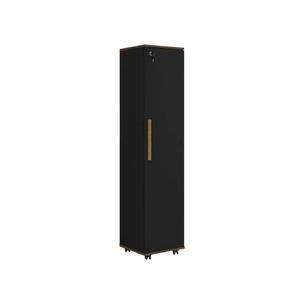 Armário Multiuso Para Quarto Com Chave E Rodízios 1 Porta Lune Preto J&a Preto