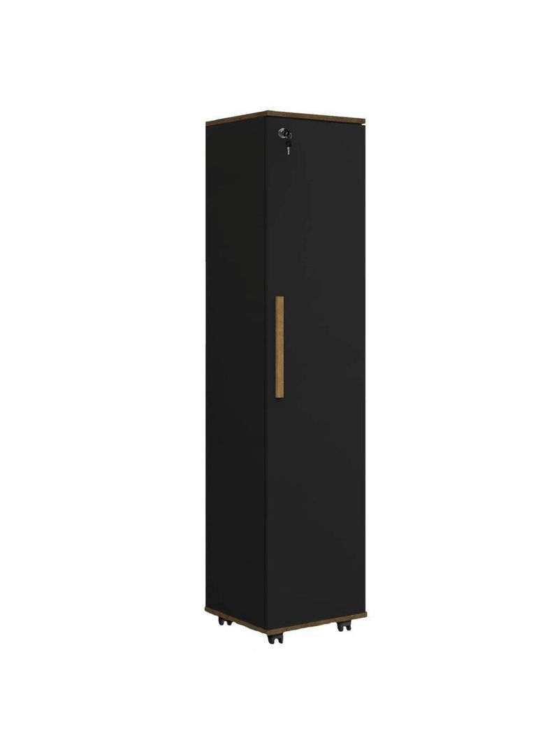 Armário Multiuso Para Quarto Com Chave E Rodízios 1 Porta Lune Preto J&a Preto
