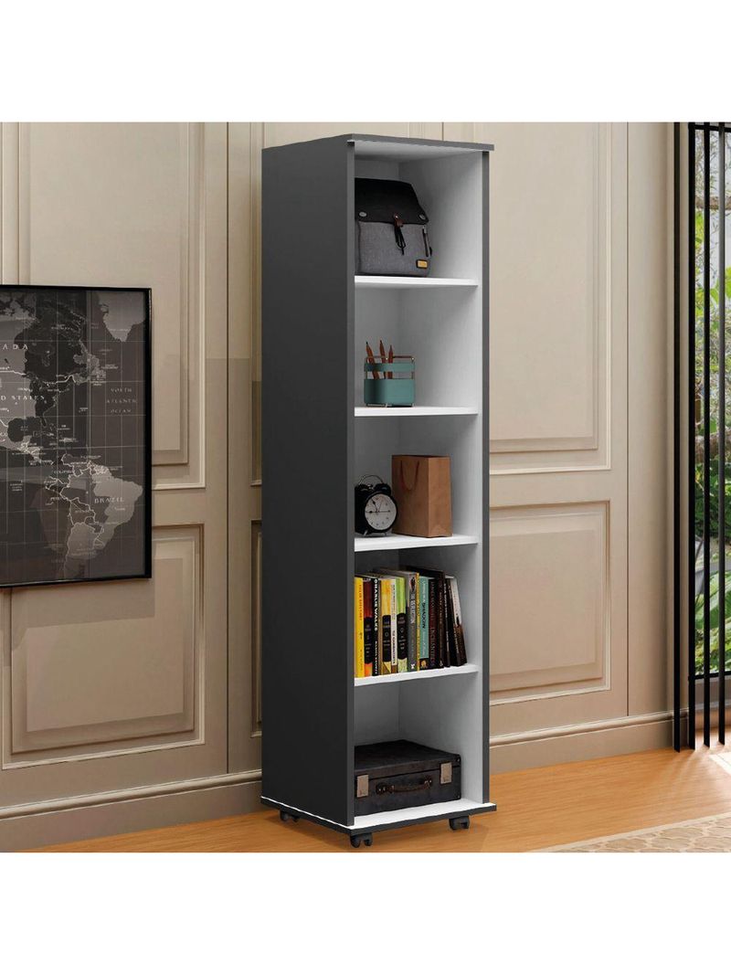 Armário Multiuso Para Quarto Com Chave E Rodízios 1 Porta Lune Preto J&a Preto