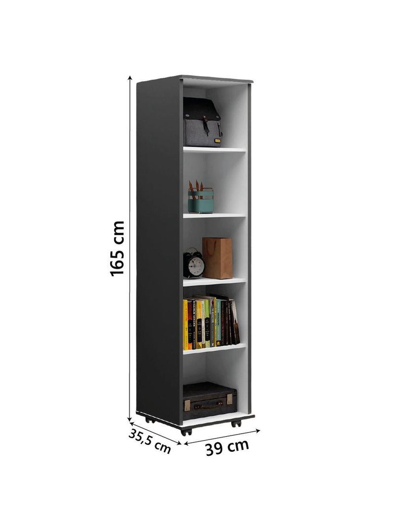 Armário Multiuso Para Quarto Com Chave E Rodízios 1 Porta Lune Preto J&a Preto