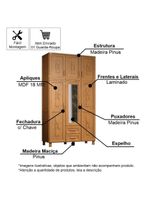 Guarda-roupa Solteiro 6 Portas E 2 Gavetas Dallas Carvalho