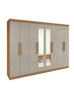 Guarda-roupa Casal Easy Slim 8 Portas Com Espelho Amendoa Clean/off White Lopas