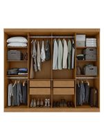 Guarda-roupa Casal Easy Slim 8 Portas Com Espelho Amendoa Clean/off White Lopas