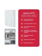 Guarda-roupa Solteiro Alonzo 4 Portas 2 Gavetas Branco Lopas
