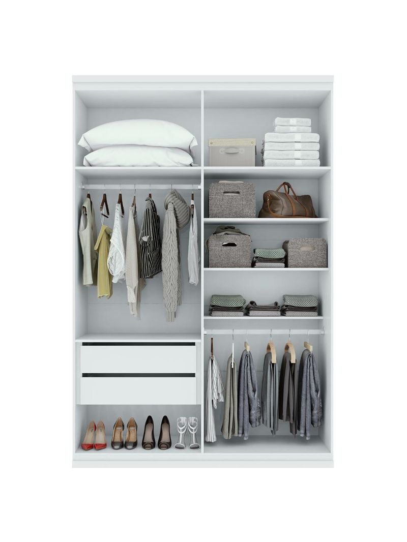 Guarda-roupa Solteiro Alonzo 4 Portas 2 Gavetas Branco Lopas