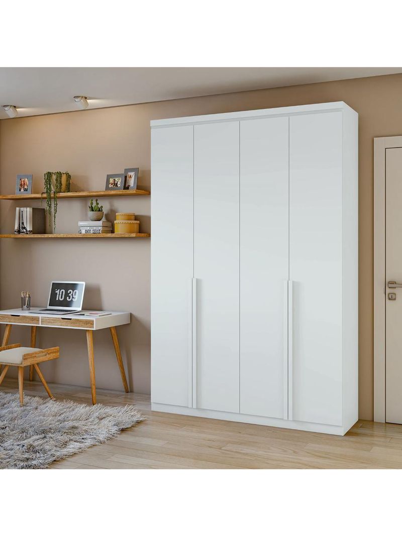 Guarda-roupa Solteiro Alonzo 4 Portas 2 Gavetas Branco Lopas