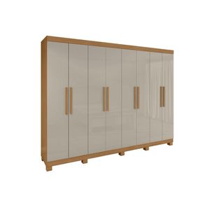 Guarda-roupa Casal Easy Slim 8 Portas Com Pés Amendoa Clean/Off White