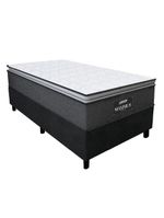Cama Box Solteiro Colchão Molas Ensacadas 88x188x67cm Cinza / Preto Suporta Até 120kg Cinza / Branco