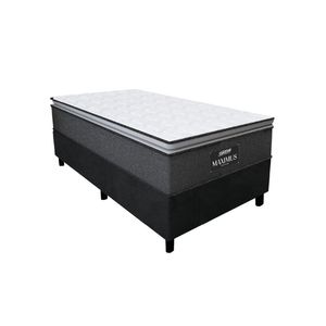 Cama Box Solteiro Colchão Molas Ensacadas 88x188x67cm Cinza / Preto Suporta Até 120kg Cinza / Branco