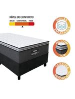 Cama Box Solteiro Colchão Molas Ensacadas 88x188x67cm Cinza / Preto Suporta Até 120kg Cinza / Branco