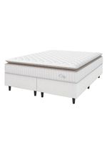 Cama Box Colchão Casal King Molas Ensacadas City Pillow Top 193x203x61cm Linho Branco Bege
