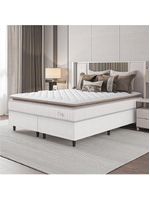 Cama Box Colchão Casal King Molas Ensacadas City Pillow Top 193x203x61cm Linho Branco Bege