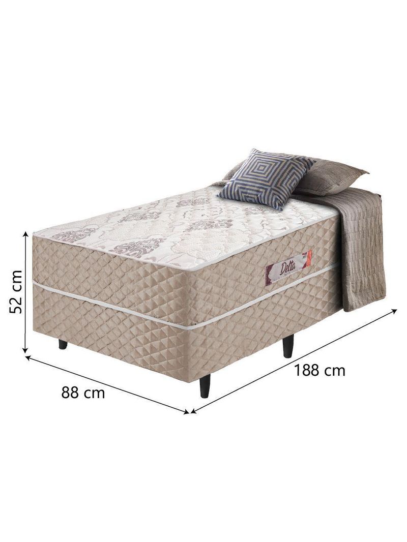 Cama Box Solteiro Conjugada Ortopédico Alpha Espuma 88x188x52cm Bege-Branco Hellen