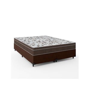 Cama Box Casal Queen Colchão Espuma Orthoface Polar 158X198X63Cm Marrom - Suporta Até 120Kg Marrom