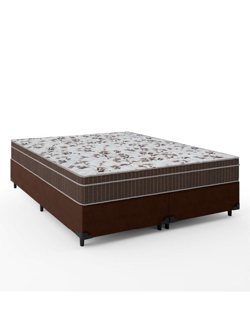Cama Box Casal Queen Colchão Espuma Orthoface Polar 158X198X63Cm Marrom - Suporta Até 120Kg Marrom