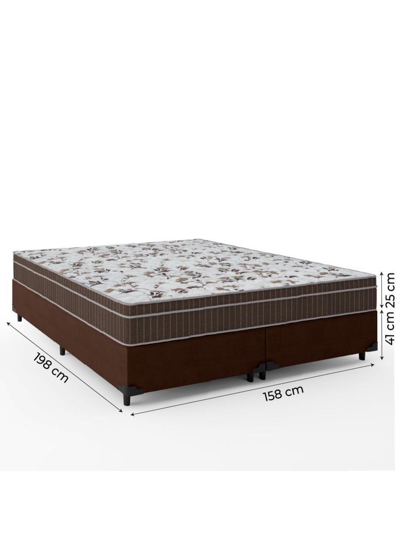 Cama Box Casal Queen Colchão Espuma Orthoface Polar 158X198X63Cm Marrom - Suporta Até 120Kg Marrom