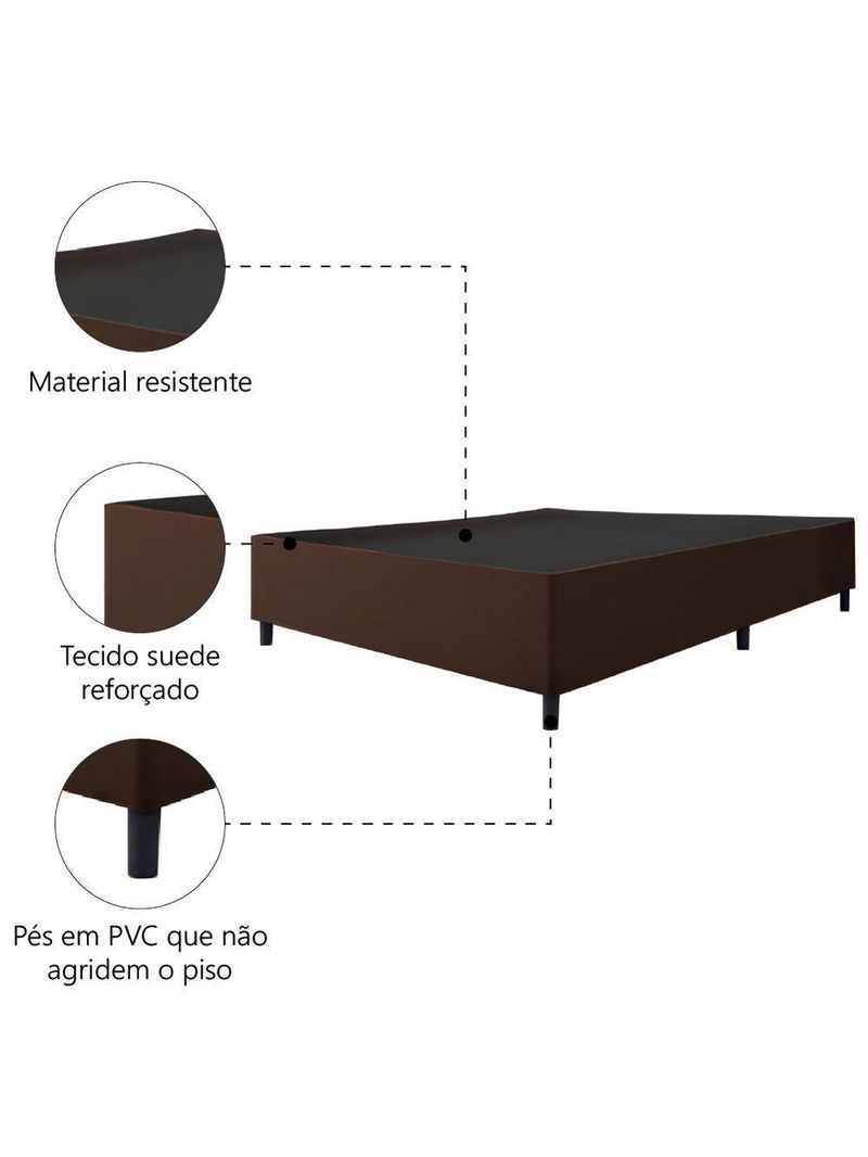Cama Box Base Casal King 1,93m Suede Marsala Marrom