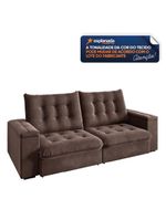 Sofá Retrátil E Reclinável 3 Lugares 2,30m Com Porta Copos Veludo New Coliseu Selmer Marrom