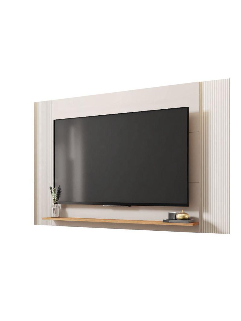 Painel Para Tv Até 65 Polegadas 1,80m Com Impressão 3D Intense Caemmun Madeir/off