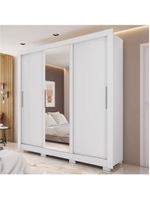 Guarda Roupas Casal Com Espelho 3 Portas Branco