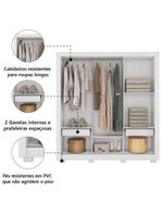 Guarda Roupas Casal Com Espelho 3 Portas Branco