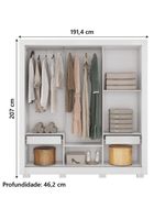 Guarda Roupas Casal Com Espelho 3 Portas Branco