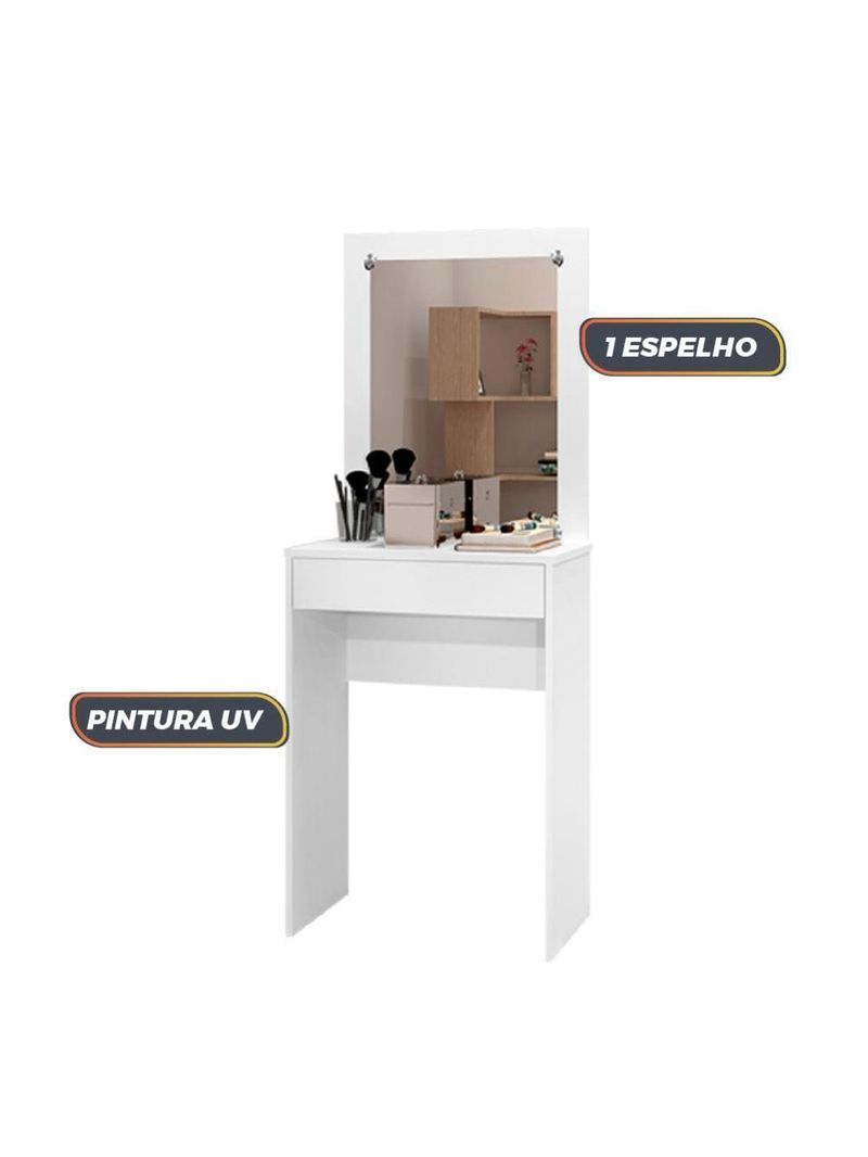 Penteadeira Sofie Com Espelho 1 Gaveta Branco Branco