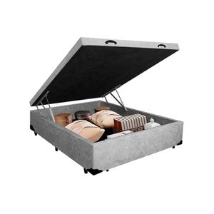Cama Box Baú Viúva Sereneprime Suede Cinza 44x128x188cm
