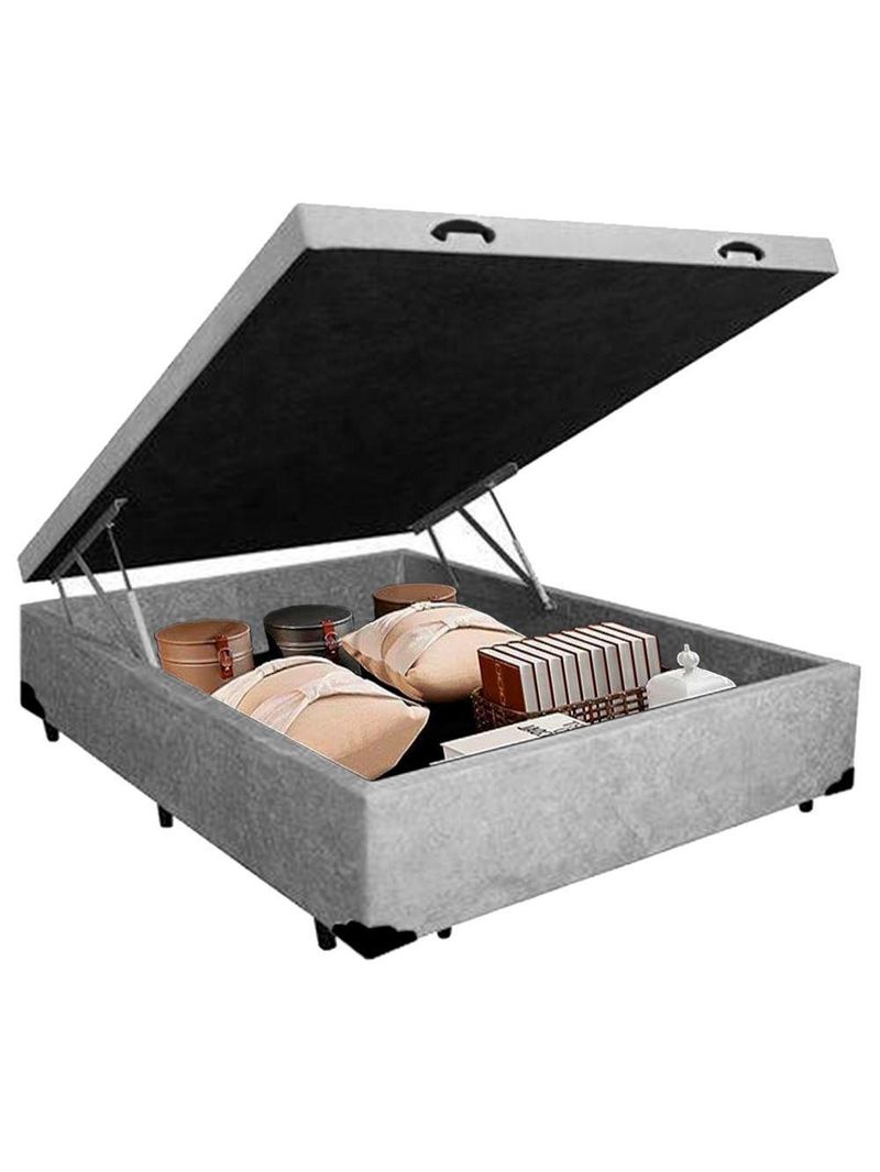 Cama Box Baú Viúva Serene Suede Cinza 44x128x188