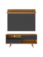 Bancada Com Painel Para Tv De Até 50" Notável Preto / Freijó