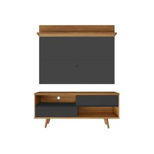 Bancada Retrô Com Painel Para Tv De Até 50 Polegadas Notável Preto / Freijó Trend Preto