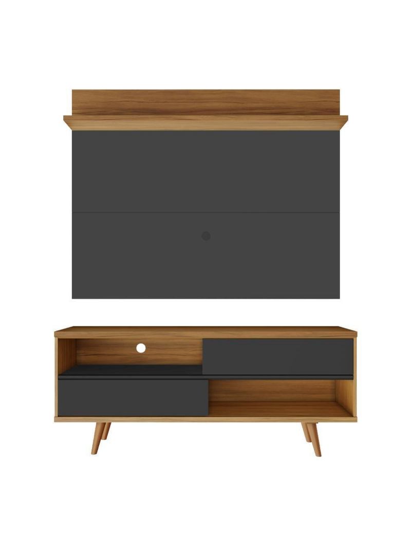 Bancada Com Painel Para Tv De Até 50" Notável Preto / Freijó