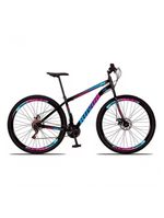 Bicicleta Aro 29 Freio A Disco Traseiro Shimano Aço 21 Velocidades Azul E Rosa