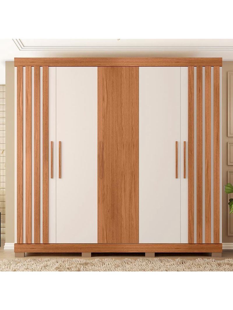 Guarda Roupa Casal 5 Portas 2 Gavetas Marta Marrom Caemmun