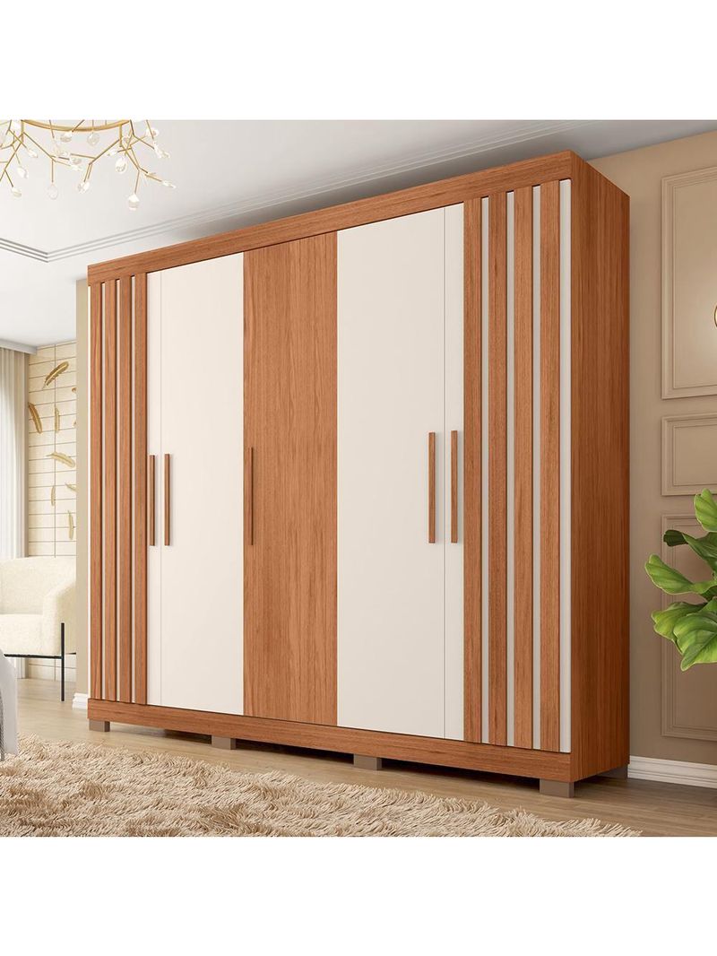 Guarda Roupa Casal 5 Portas 2 Gavetas Marta Marrom Caemmun